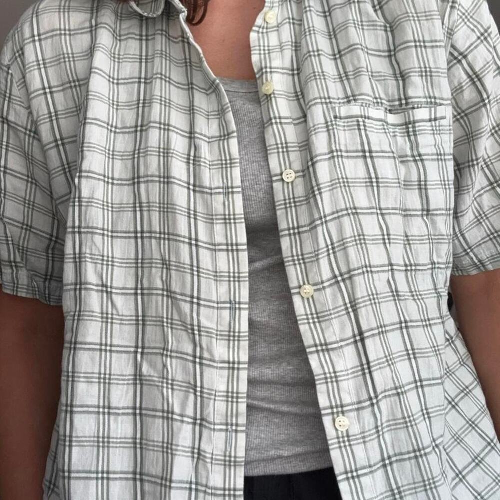 Light mint green and white button up